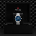 Tudor Style Automatic Blue Dial Silver Steel Strap Watch for Men - M12710-0013