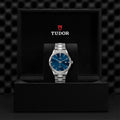 Tudor Style Automatic Diamonds Blue Dial Silver Steel Strap Watch for Men - M12710-0017