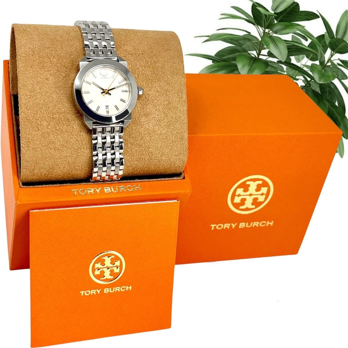 Tory Burch Whitney Ivory White Dial Silver Steel Strap Watch for Women - TBW8001