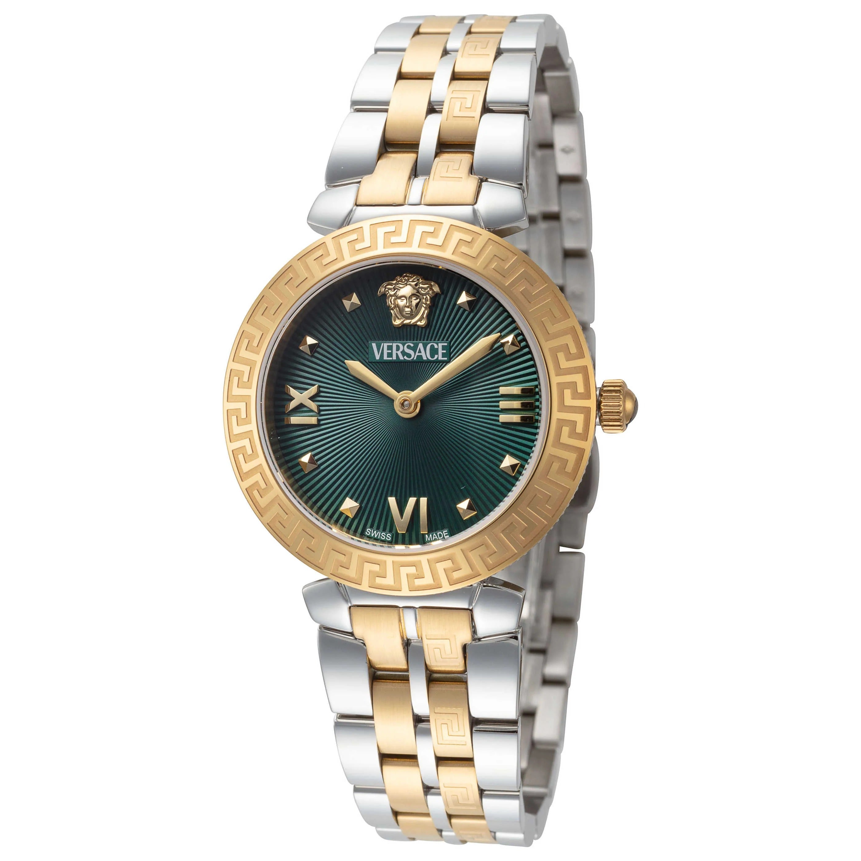 Versace Daphnis Quartz Green Dial Two Tone Steel Strap Watch for Women - VEOCA0424
