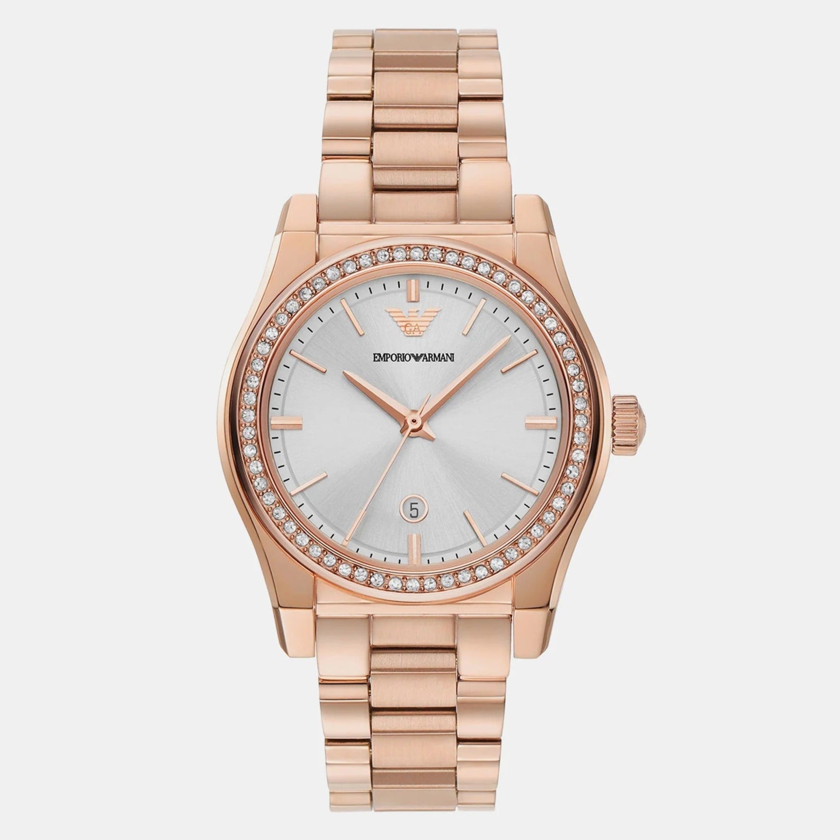 Emporio Armani Federica Analog Mother of Pearl Dial Rose Gold Steel Strap Watch for Women - AR11558