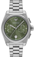 Shop Authentic Emporio Armani Federico Chronograph Green Dial Silver Steel Strap Watch for Men - AR11640 - Luxxuri
