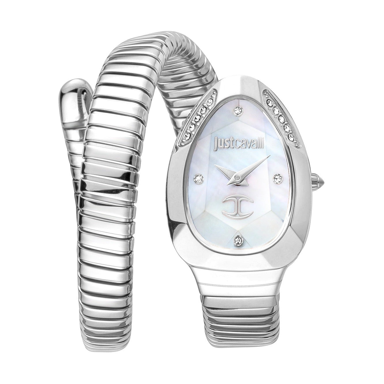 Just Cavalli Glam Evo 4 Mother of Pearl Dial Silver Steel Strap Watch for Women - JC1L229M0015