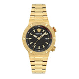  Shop Authentic Versace Greca Logo Quartz Black Dial Gold Steel Strap Watch for Men - VE8G00624 - Luxxuri