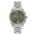 Shop Authentic Emporio Armani Federico Chronograph Green Dial Silver Steel Strap Watch for Men - AR11640 - Luxxuri