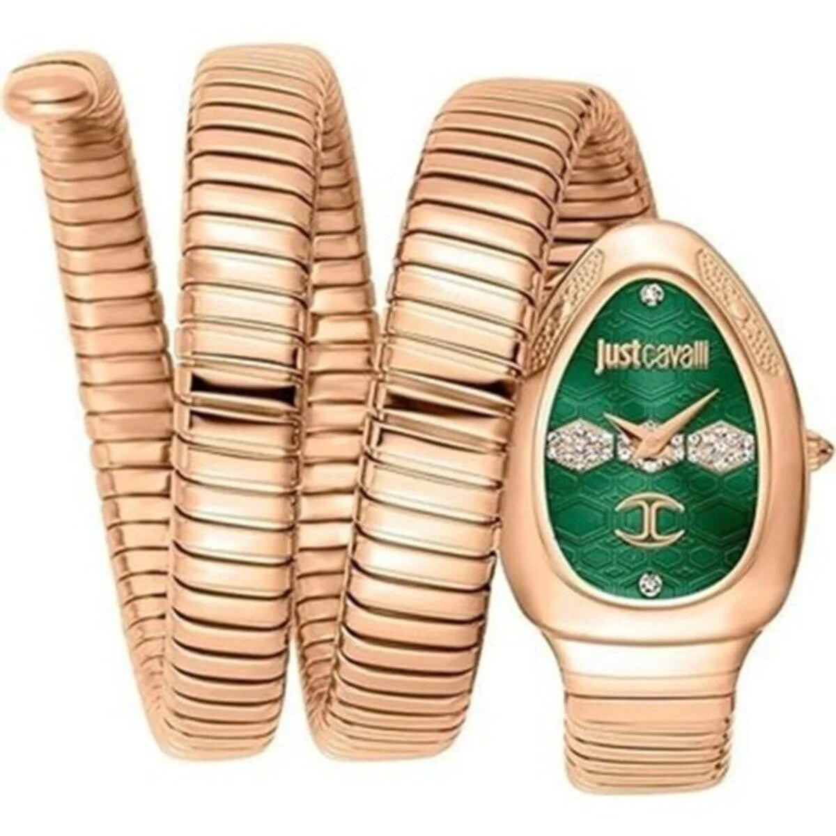 Just Cavalli Cosenza Green Dial Rose Gold Steel Strap Watch for Women - JC1L232M0045