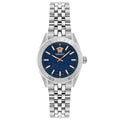  Shop Authentic Versace V-Code Analog Blue Dial Silver Steel Strap Watch for Women - VE8I00324 - Luxxuri