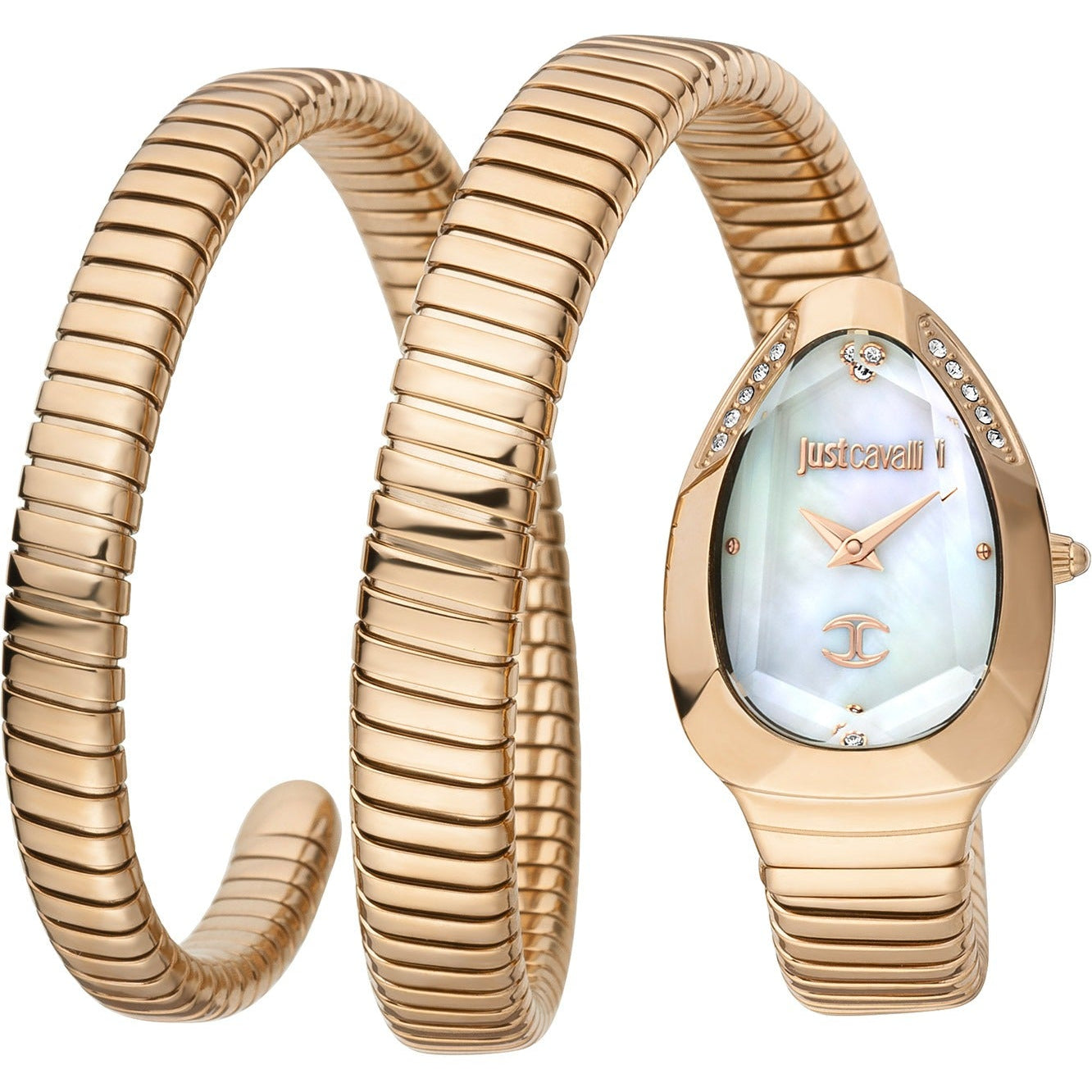 Just Cavalli Glam Evo 4 Mother of Pearl Dial Rose Gold Steel Strap Watch for Women - JC1L209M0055