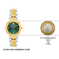  Shop Authentic Versace Daphnis Quartz Green Dial Two Tone Steel Strap Watch for Women - VEOCA0424 - Luxxuri