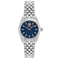  Shop Authentic Versace V-Code Analog Blue Dial Silver Steel Strap Watch for Women - VE8I00324 - Luxxuri