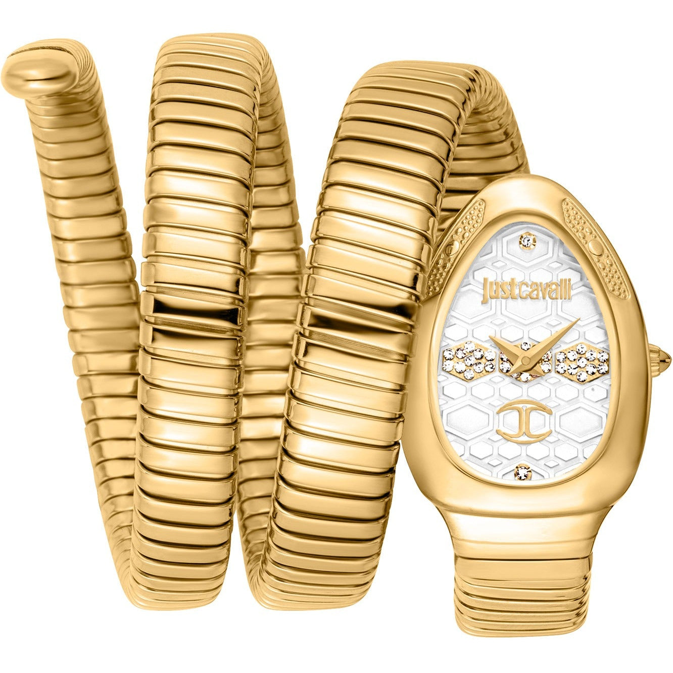 Just Cavalli Cosenza Silver Dial Gold Steel Strap Watch for Women - JC1L232M0025