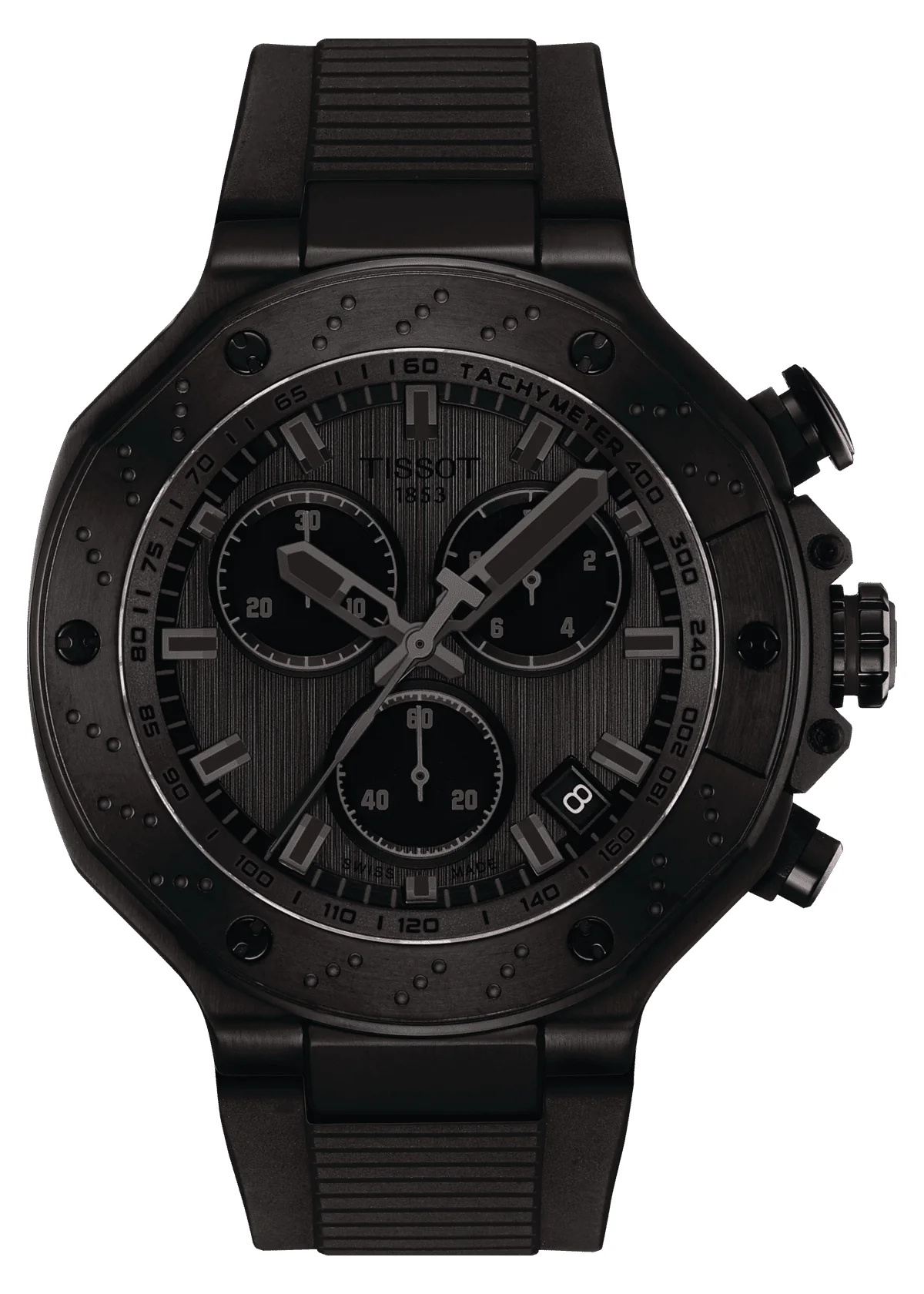 Tissot T-Race Chronograph Black Dial Black Rubber Strap Watch for Men - T141.417.37.061.00