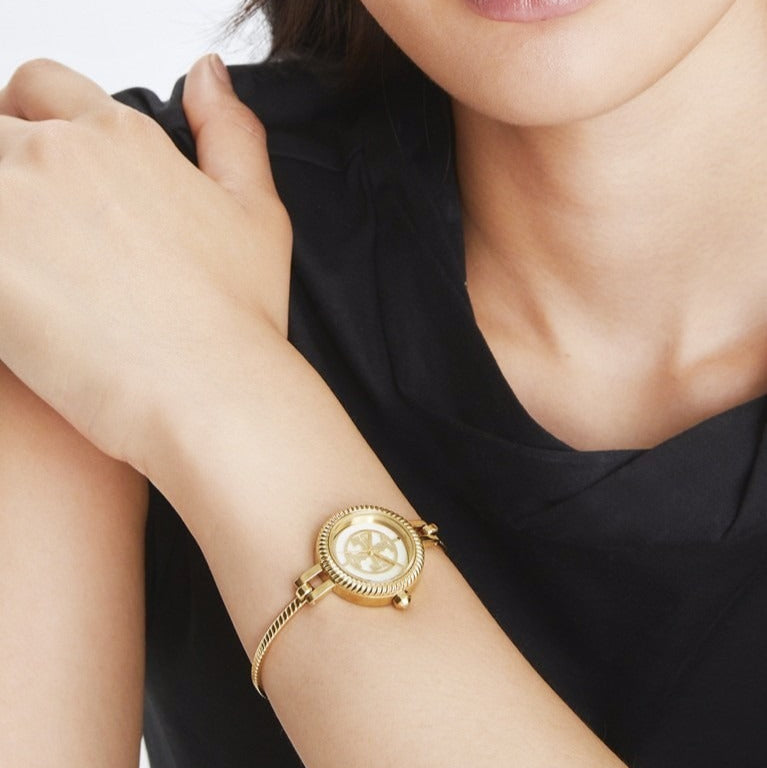 Tory Burch Riva Gold Dial Gold Steel Strap Watch for Women - TBW4029