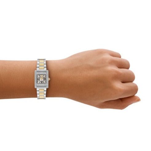 Emporio Armani Genni Crystals Silver Dial Two Tone Steel Strap Watch for Women - AR11704