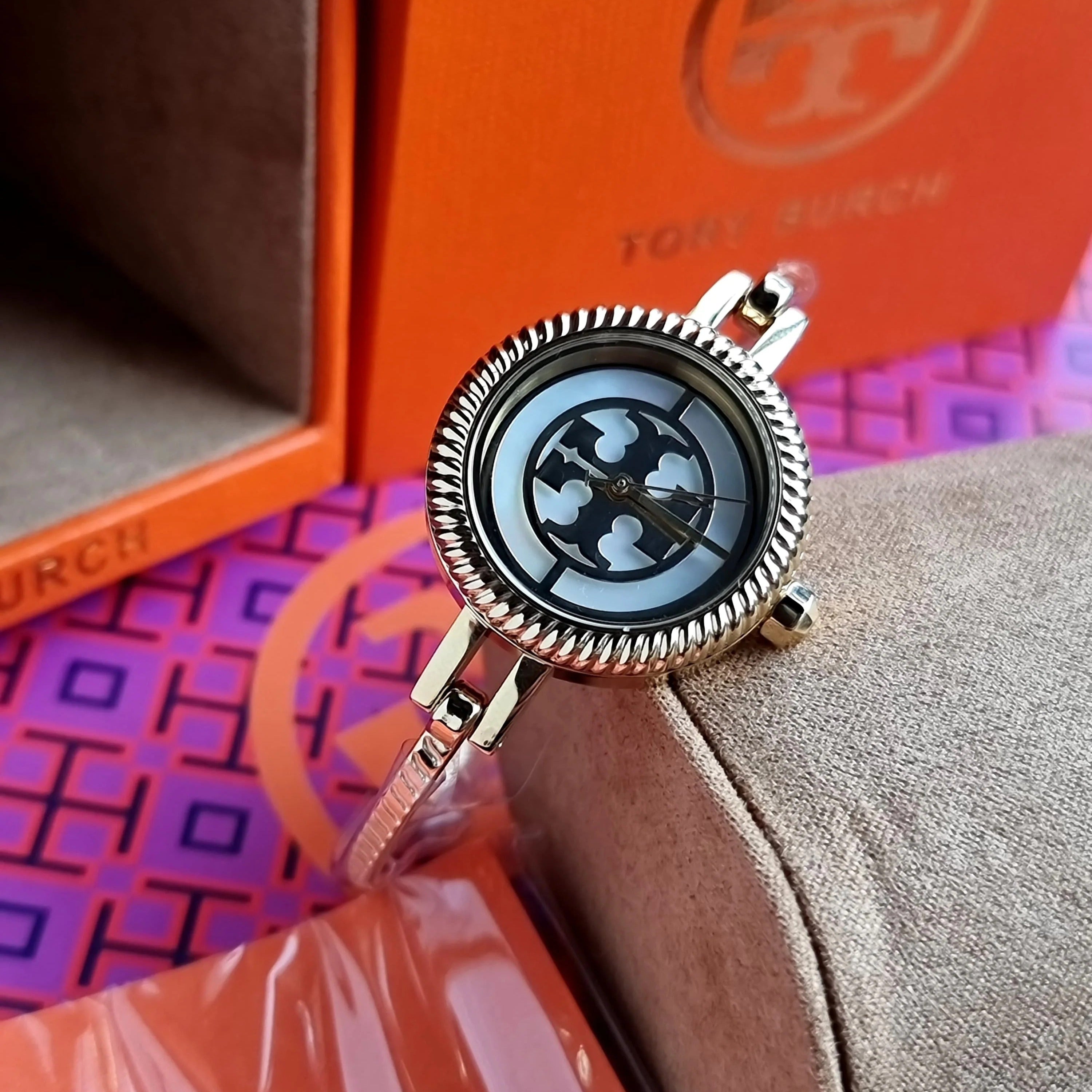 Tory Burch Riva Gold Dial Gold Steel Strap Watch for Women - TBW4029