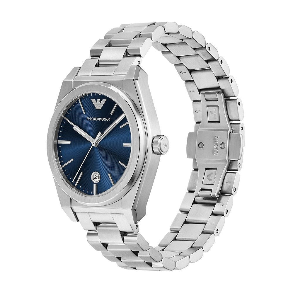  Shop Authentic Emporio Armani Frederico Analog Blue Dial Silver Steel Strap Watch for Men - AR11620 - Luxxuri
