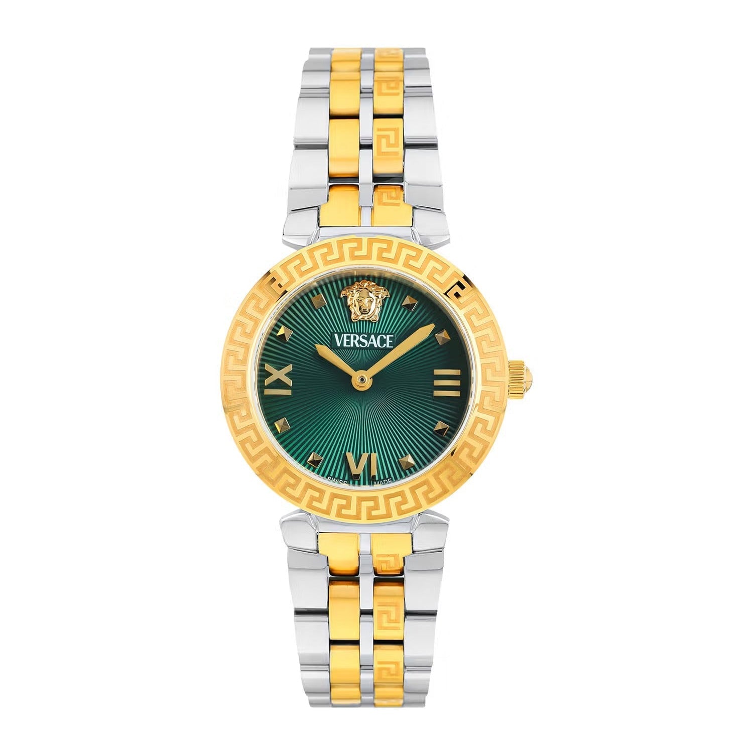  Shop Authentic Versace Daphnis Quartz Green Dial Two Tone Steel Strap Watch for Women - VEOCA0424 - Luxxuri