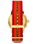 Tory Burch The Tory Chronograph White Dial Tri Tone NATO Strap Watch for Women - TBW1036