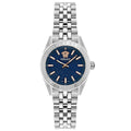 Shop Authentic Versace V-Code Analog Blue Dial Silver Steel Strap Watch for Women - VE8I00324 - Luxxuri