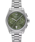  Shop Authentic Emporio Armani Federico Chronograph Green Dial Silver Steel Strap Watch for Men - AR11640 - Luxxuri