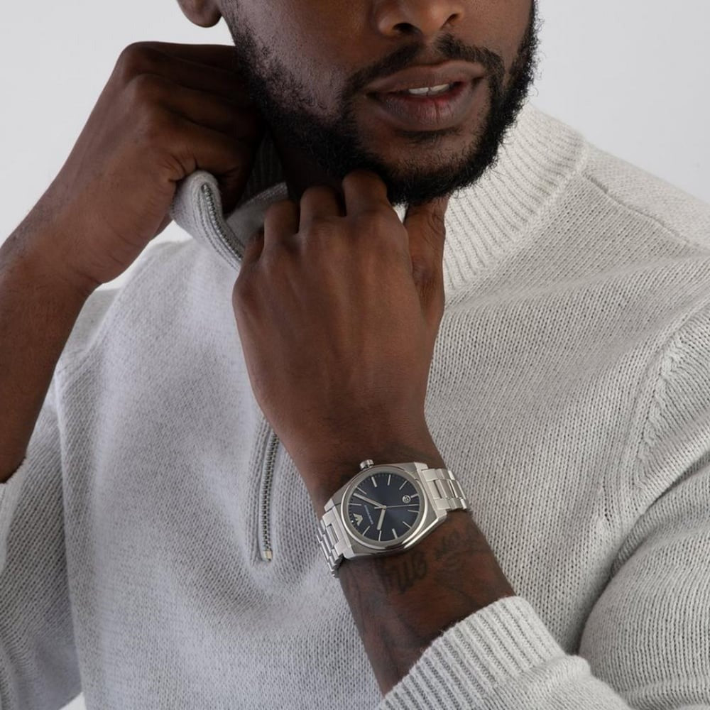  Shop Authentic Emporio Armani Frederico Analog Blue Dial Silver Steel Strap Watch for Men - AR11620 - Luxxuri