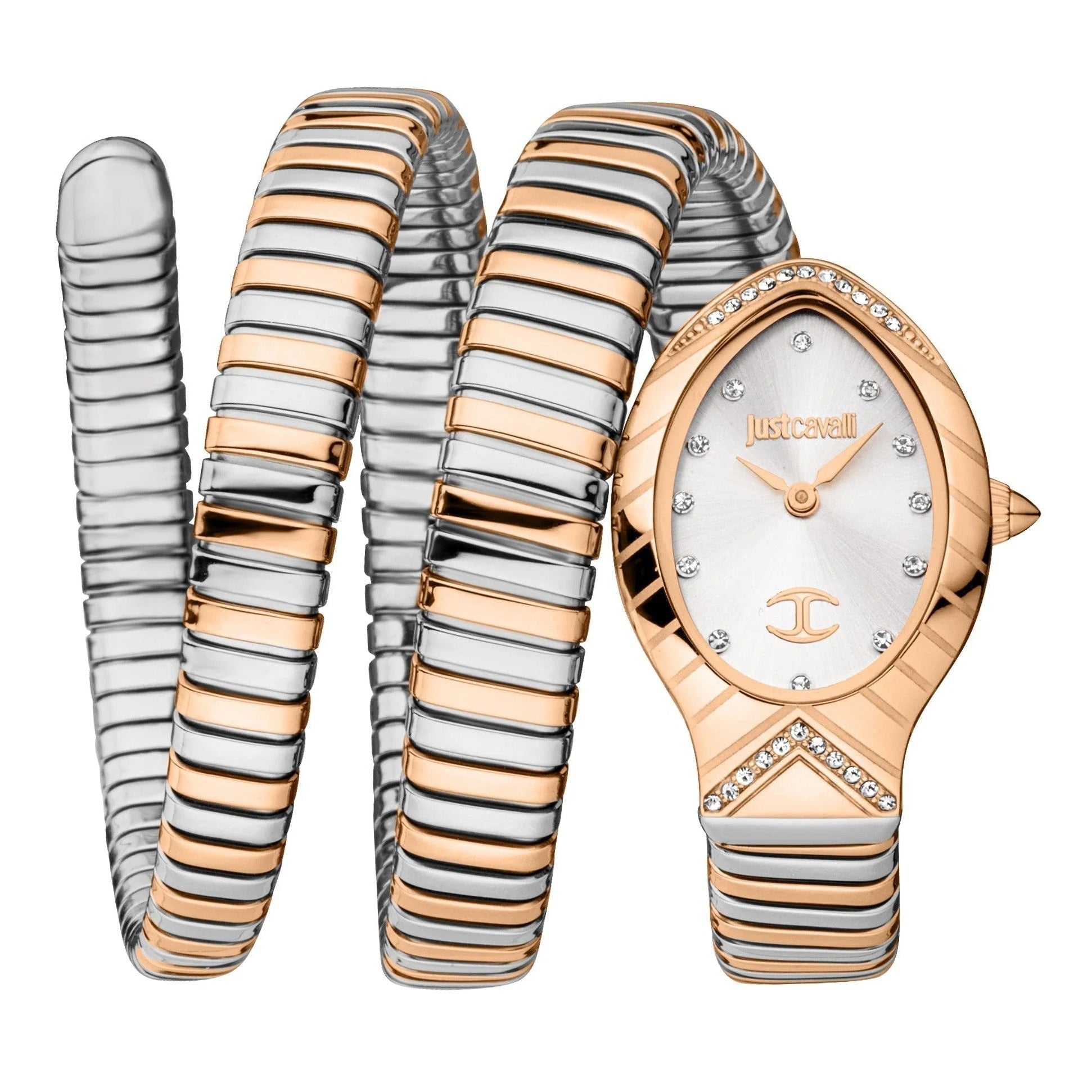 Just Cavalli Classico Lungo White Dial Two Tone Steel Strap Watch for Women - JC1L248M0075