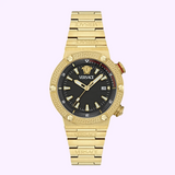  Shop Authentic Versace Greca Logo Quartz Black Dial Gold Steel Strap Watch for Men - VE8G00624 - Luxxuri