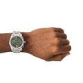  Shop Authentic Emporio Armani Federico Chronograph Green Dial Silver Steel Strap Watch for Men - AR11640 - Luxxuri