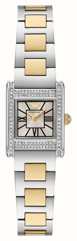  Shop Authentic Emporio Armani Genni Crystals Silver Dial Two Tone Steel Strap Watch for Women - AR11704 - Luxxuri