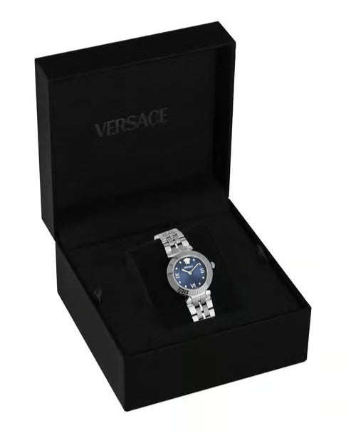  Shop Authentic Versace Daphnis Analog Blue Dial Silver Steel Strap Watch for Women - VEOCA0124 - Luxxuri