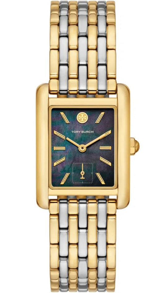 Tory Burch Eleanor Mother of Pearl Black Dial Two Tone Steel Strap Watch for Women - TBW1084