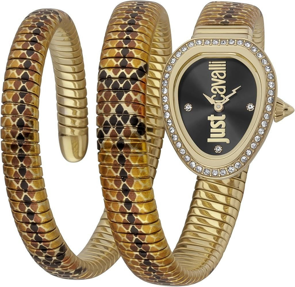 Just Cavalli Doppio Black Dial Multicolor Steel Strap Watch for Women - JC1L163M0065