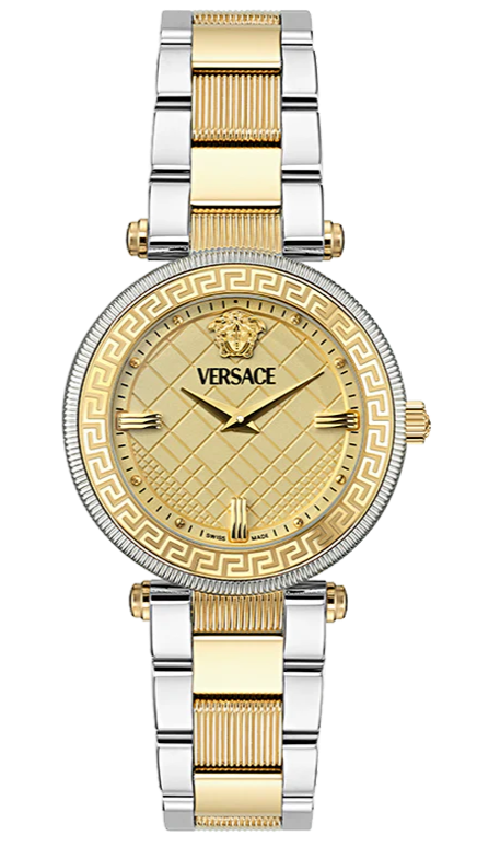  Shop Authentic Versace Reve Analog Gold Dial Two Tone Steel Strap Watch for Women - VE8B00324 - Luxxuri