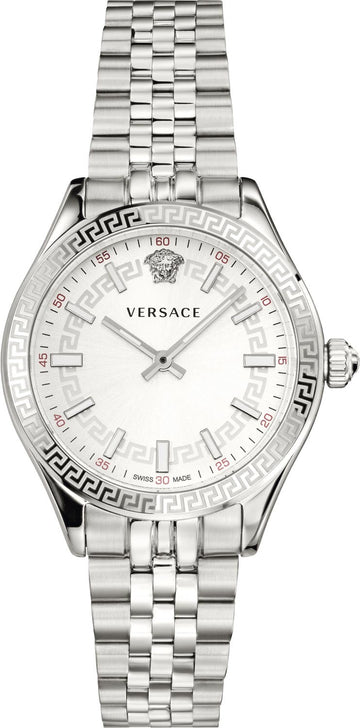  Shop Authentic Versace Hellenyium Quartz White Dial Silver Steel Strap Watch for Women - VEHU00320 - Luxxuri