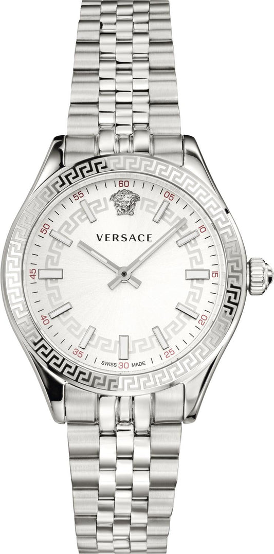  Shop Authentic Versace Hellenyium Quartz White Dial Silver Steel Strap Watch for Women - VEHU00320 - Luxxuri