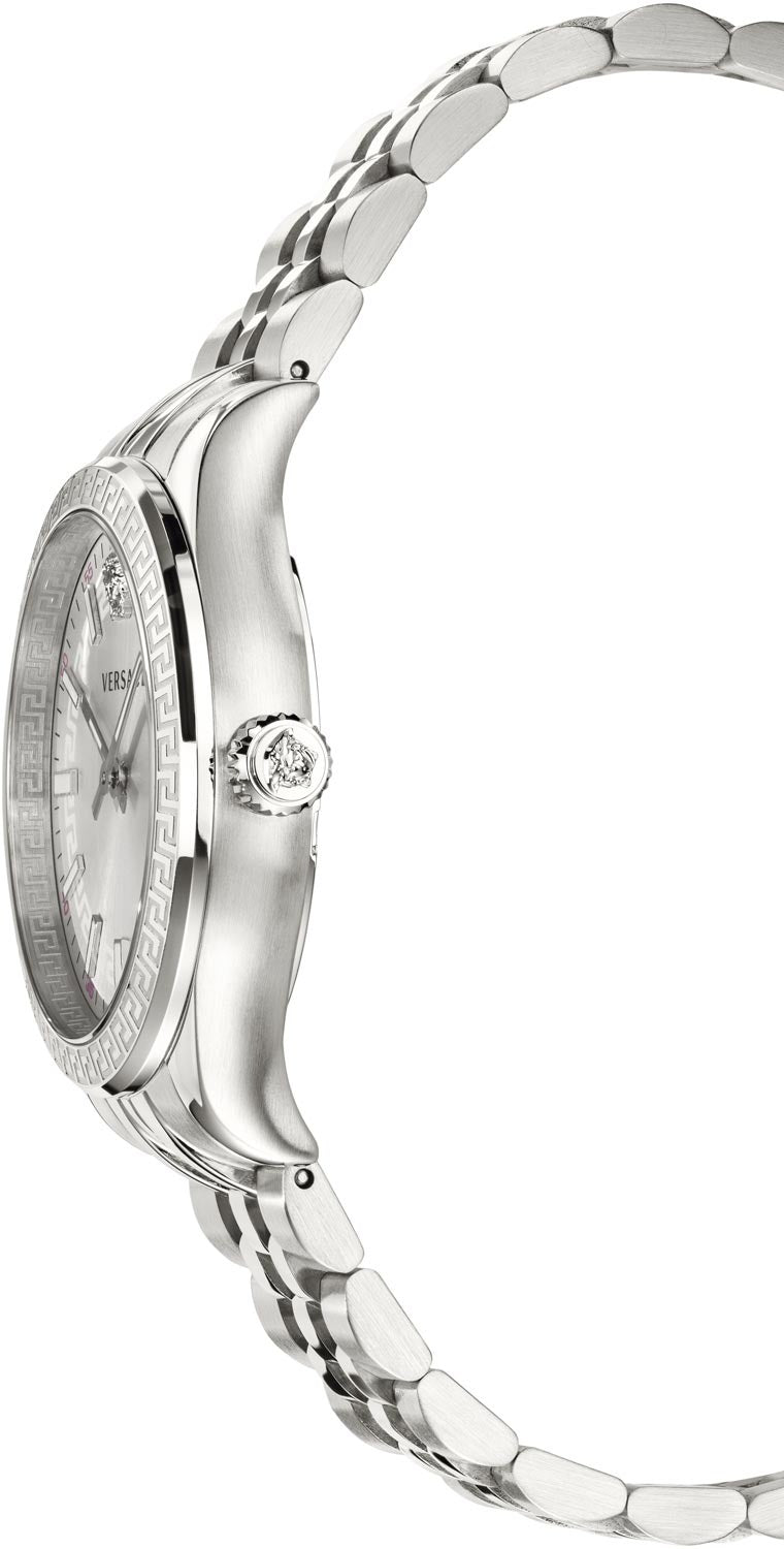  Shop Authentic Versace Hellenyium Quartz White Dial Silver Steel Strap Watch for Women - VEHU00320 - Luxxuri