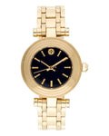 Tory Burch Classic T Black Dial Gold Steel Strap Watch for Women - TBW9010
