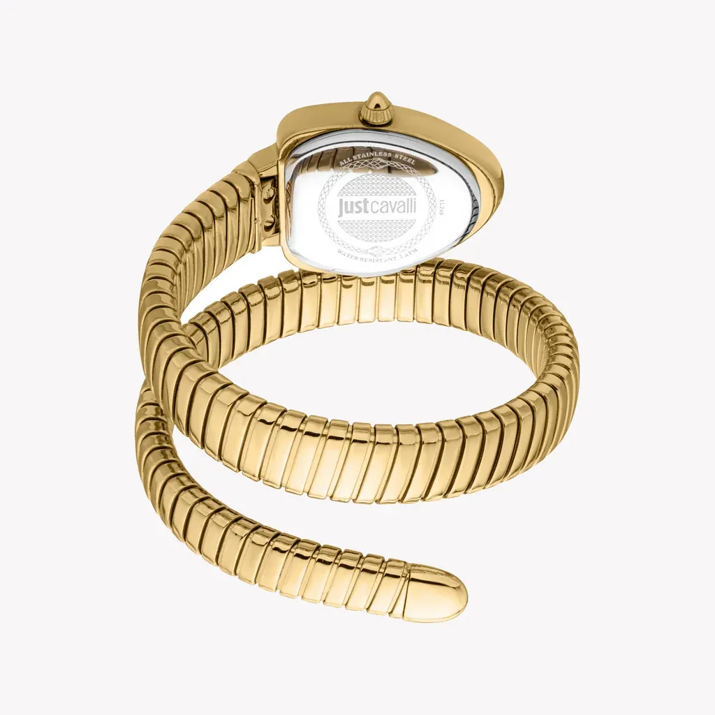 Just Cavalli Lady Snake Green Dial Gold Steel Strap Watch for Women - JC1L249M0035