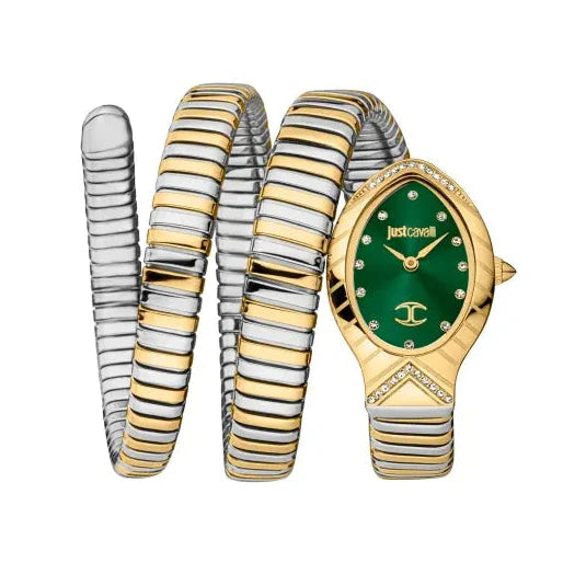 Just Cavalli Classico Lungo Green Dial Two Tone Steel Strap Watch for Women - JC1L248M0065