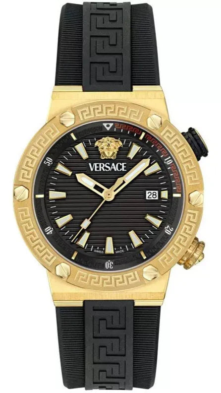  Shop Authentic Versace Greca Logo Diver Quartz Black Dial Black Rubber Strap Watch for Men - VE8G00324 - Luxxuri