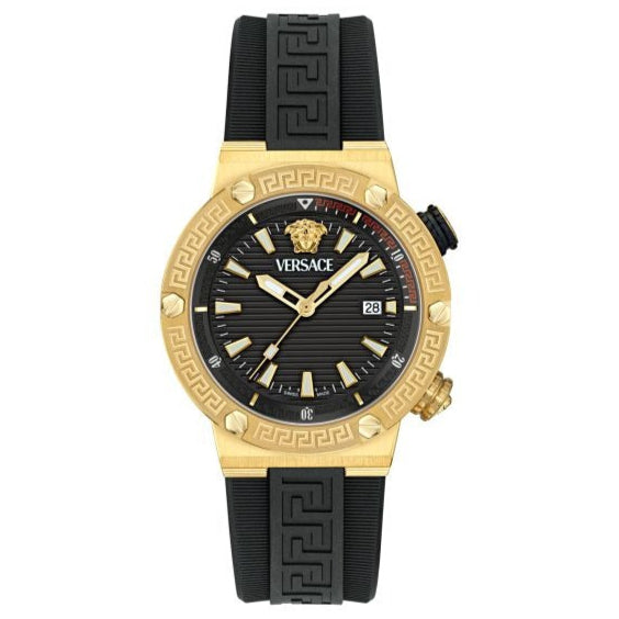  Shop Authentic Versace Greca Logo Diver Quartz Black Dial Black Rubber Strap Watch for Men - VE8G00324 - Luxxuri