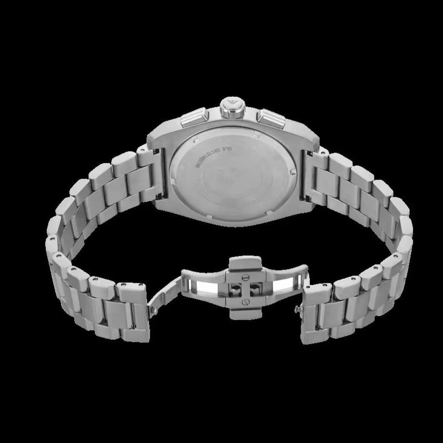  Shop Authentic Emporio Armani Federico Chronograph Green Dial Silver Steel Strap Watch for Men - AR11640 - Luxxuri