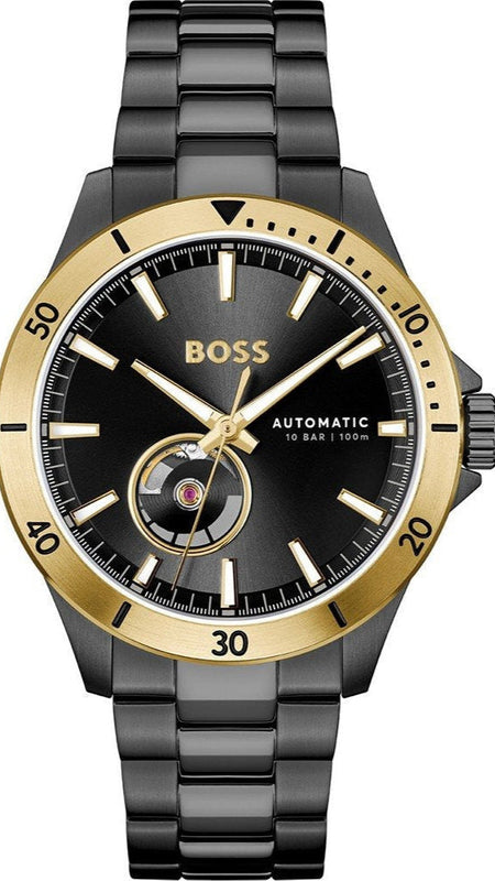  Shop Authentic Hugo Boss Troper Chronograph Automatic Black Dial Black Steel Strap Watch for Men - 1514203 - Luxxuri