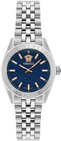  Shop Authentic Versace V-Code Analog Blue Dial Silver Steel Strap Watch for Women - VE8I00324 - Luxxuri