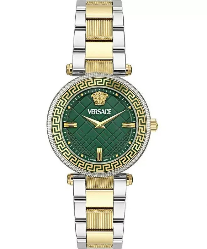 Versace Reve Analog Green Dial Two Tone Steel Strap Watch for Women - VE8B00524