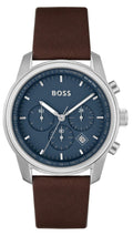 Shop Authentic Hugo Boss Trace Chronograph Blue Dial Brown Leather Strap Watch for Men - 1514002 - Luxxuri