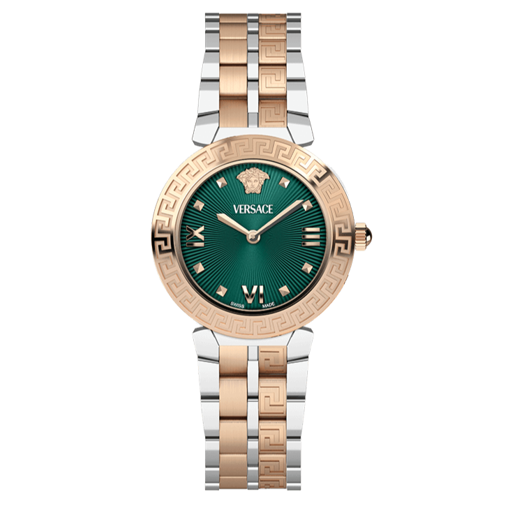 Versace Daphnis Analog Green Dial Two Tone Steel Strap Watch for Women - VEOCA0224