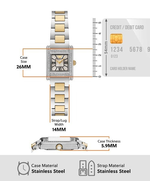 Emporio Armani Genni Crystals Silver Dial Two Tone Steel Strap Watch for Women - AR11704