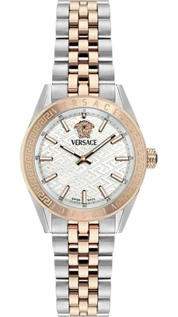  Shop Authentic Versace V-Code Analog White Dial Two Tone Steel Strap Watch for Women - VE8I00624 - Luxxuri
