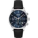  Shop Authentic Hugo Boss Avery Chronograph Blue Dial Black Leather Strap Watch for Men - 1514156 - Luxxuri